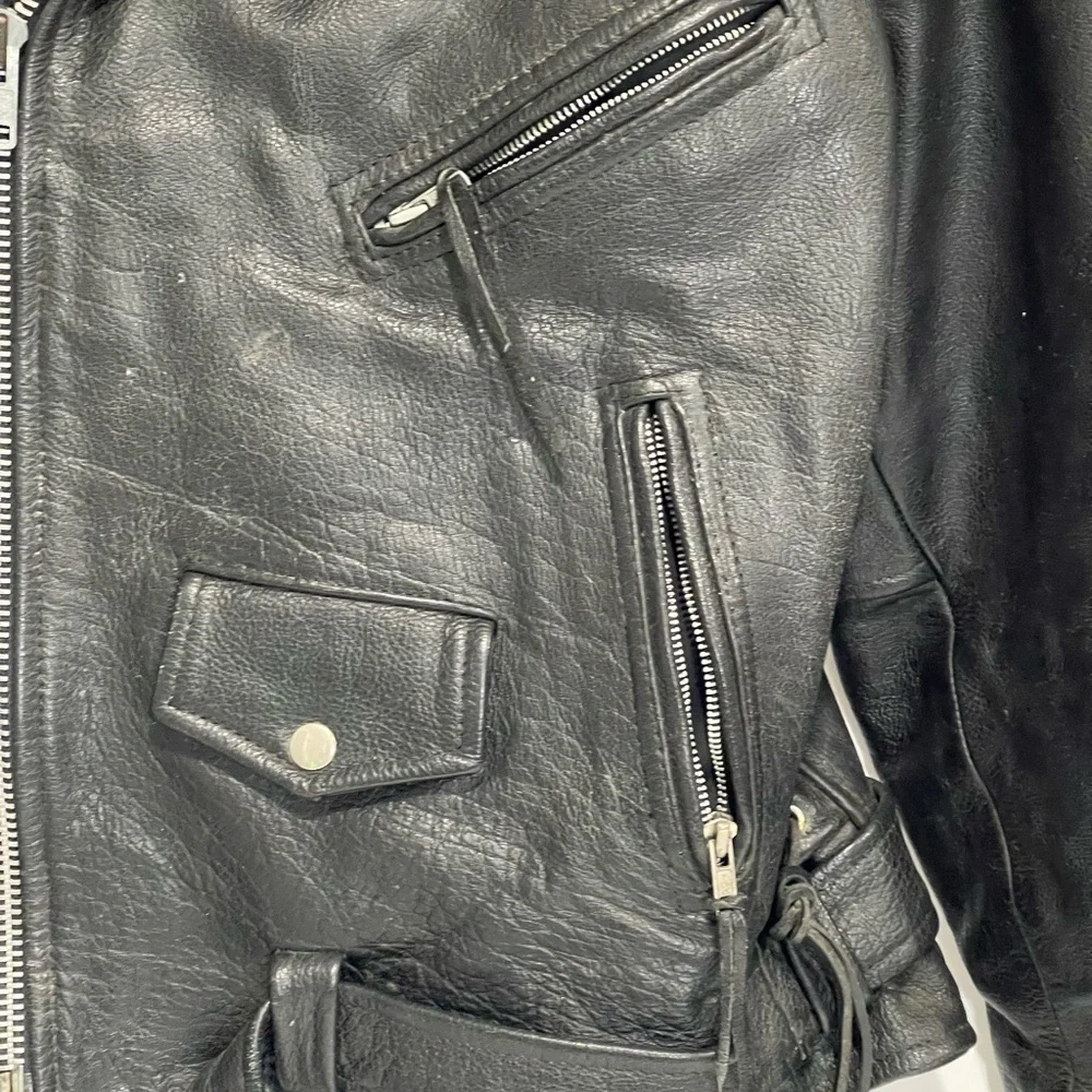 Black Leather Biker Jacket - Picture 2 of 7